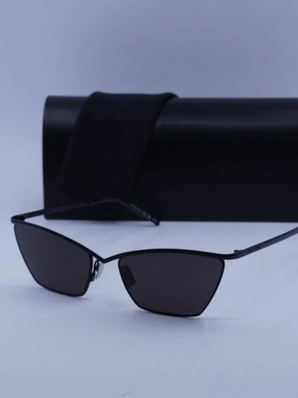 Saint Laurent SL637 001 Sunglasses Black Cat Eye Frame, Black Lenses